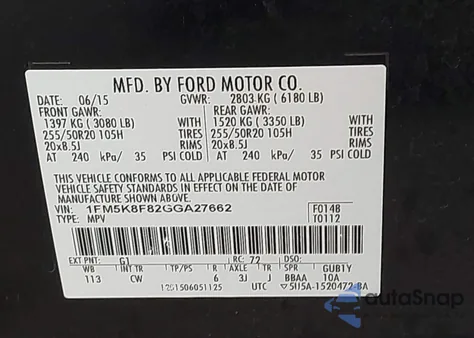 2016 Ford Explorer Limited z USA, uszkodzony, nr VIN 1FM5K8F82GGA27662